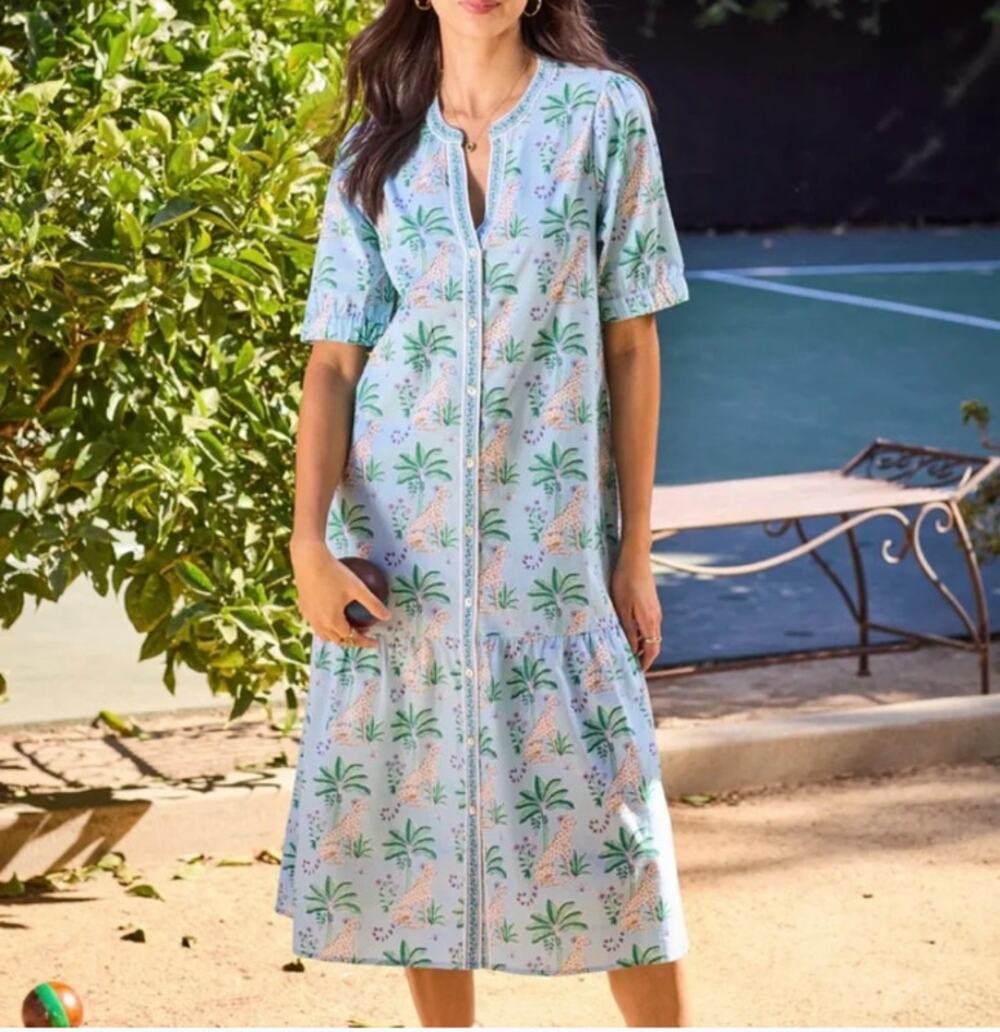 PrintFresh Brunch Dress in Leopard Mirage Organic Cotton Womens XS New